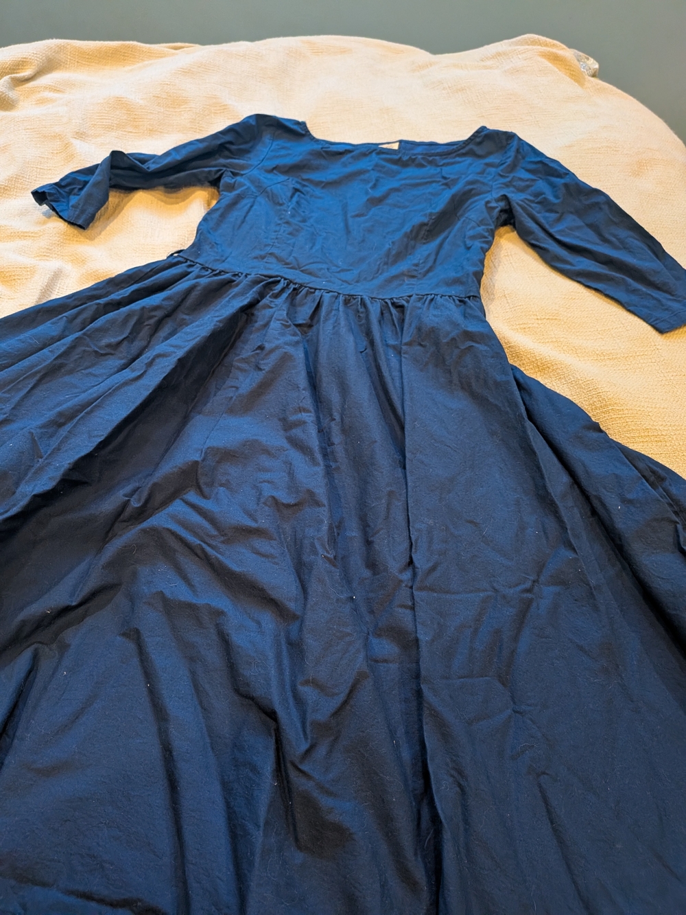 Classic Navy Long-Sleeve Fit & Flare Dress